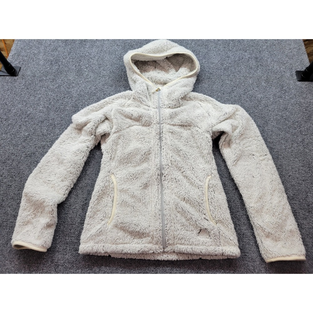 Nike ACG Womens XS Full Zip Fleece Hoodie Cream Off White High Pile Jacket